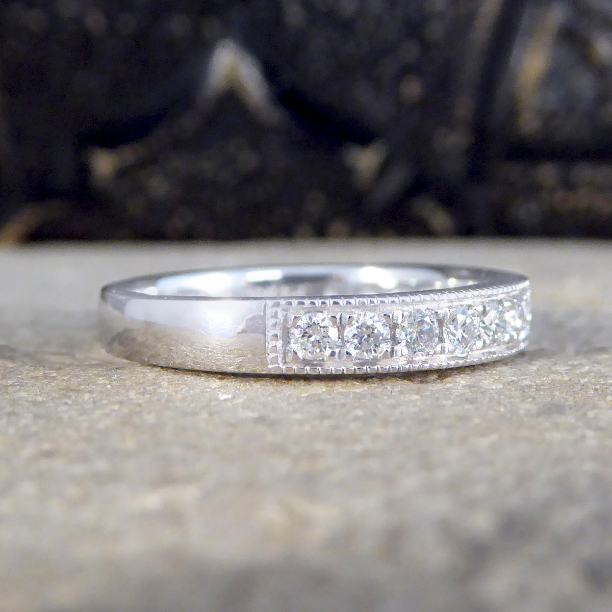 Platinum Half Eternity Ring with 0.50ct Brilliant Cut Diamond - Wharfedale Antiques