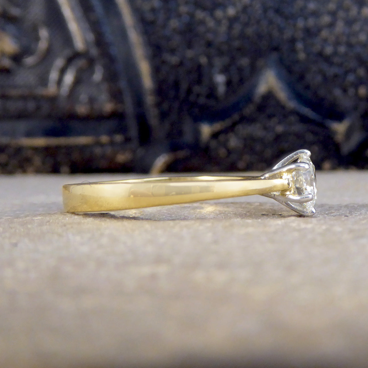 Vintage Brilliant Cut Diamond Solitaire Engagement Ring in 18ct Gold - Wharfedale Antiques