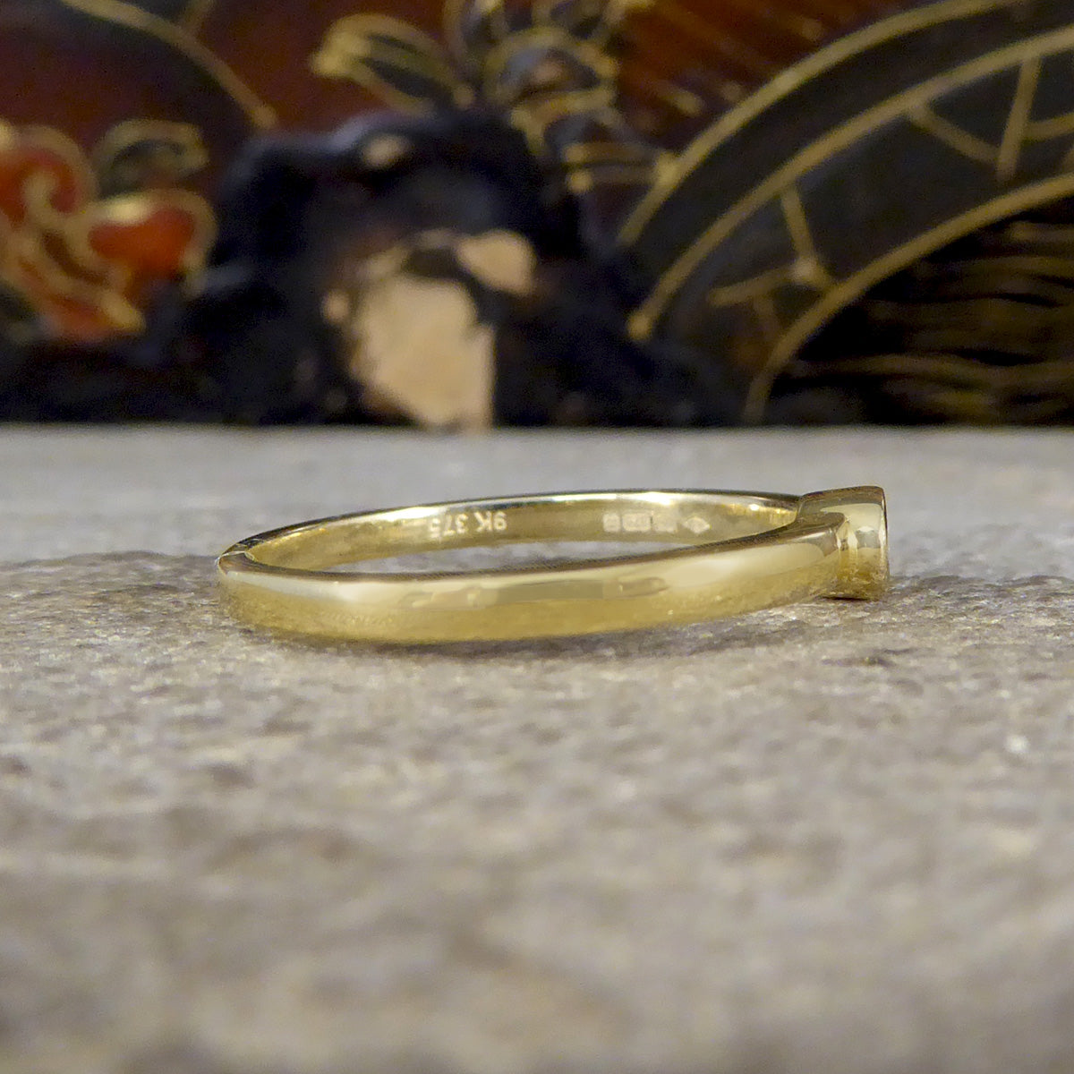 Diamond Single Stone Ring in Yellow Gold Bezel Setting - Wharfedale Antiques