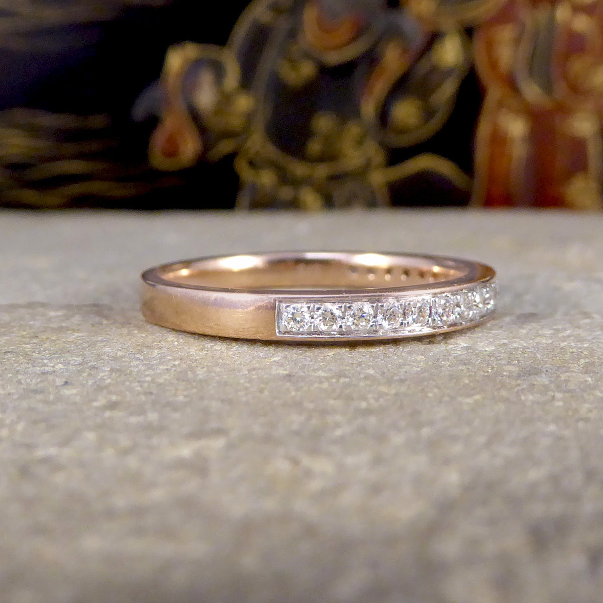 0.25ct Diamond Channel Set Half Eternity Ring in Rose Gold - Wharfedale Antiques