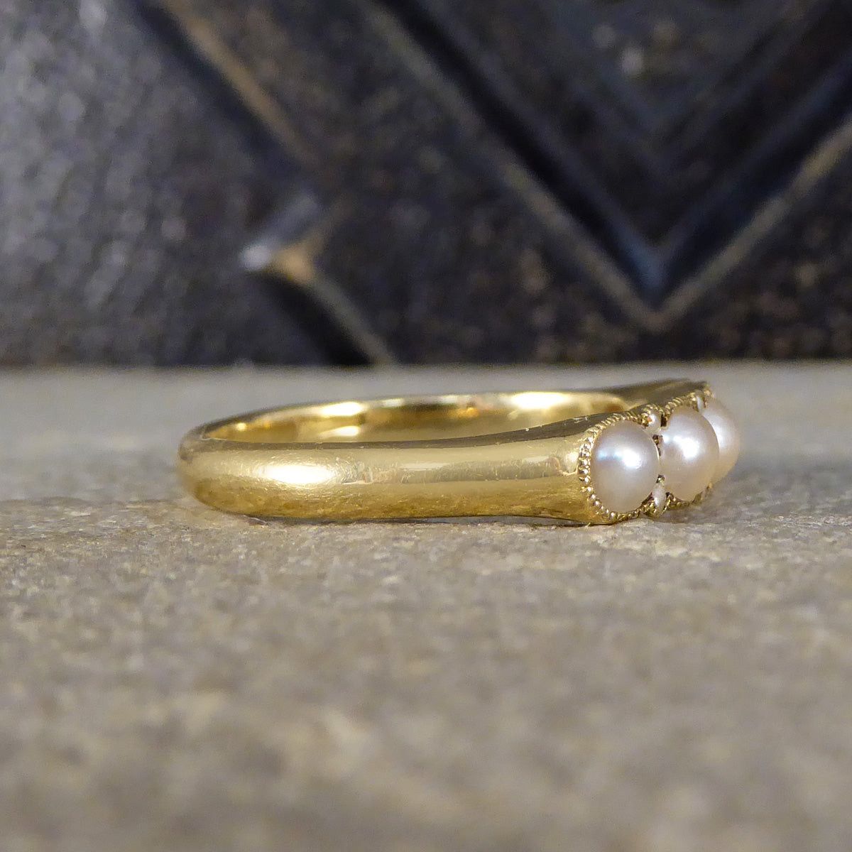 Antique Pearl Five Stone Ring in 18ct Yellow Gold C1913 - Wharfedale Antiques