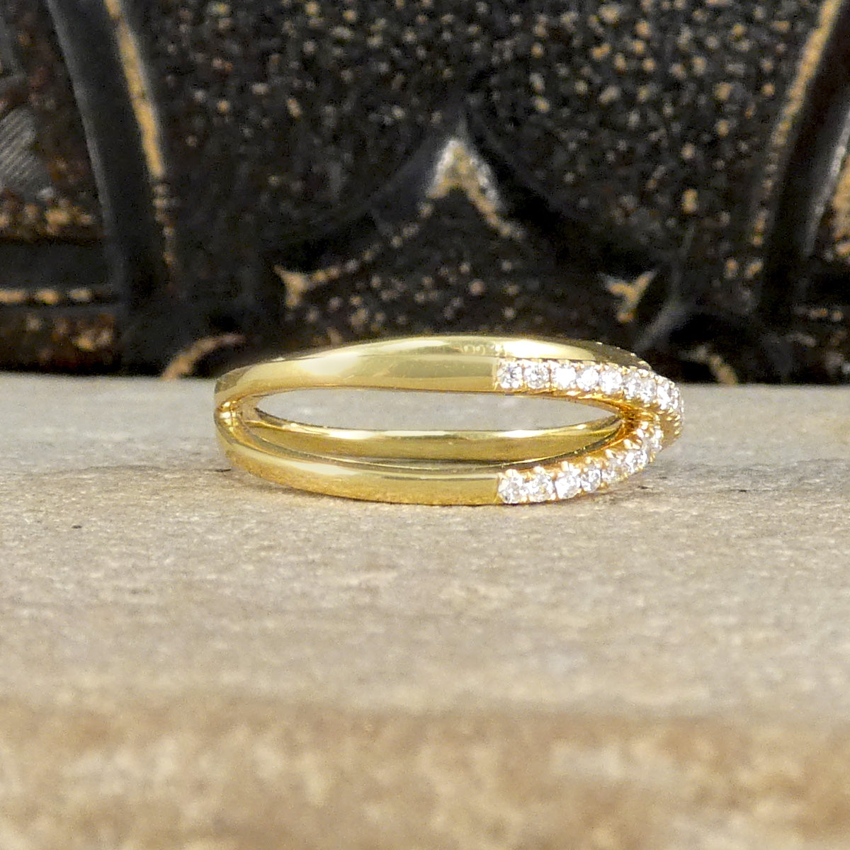 Diamond Two Strand Crossover Ring in 18ct Yellow Gold - Wharfedale Antiques
