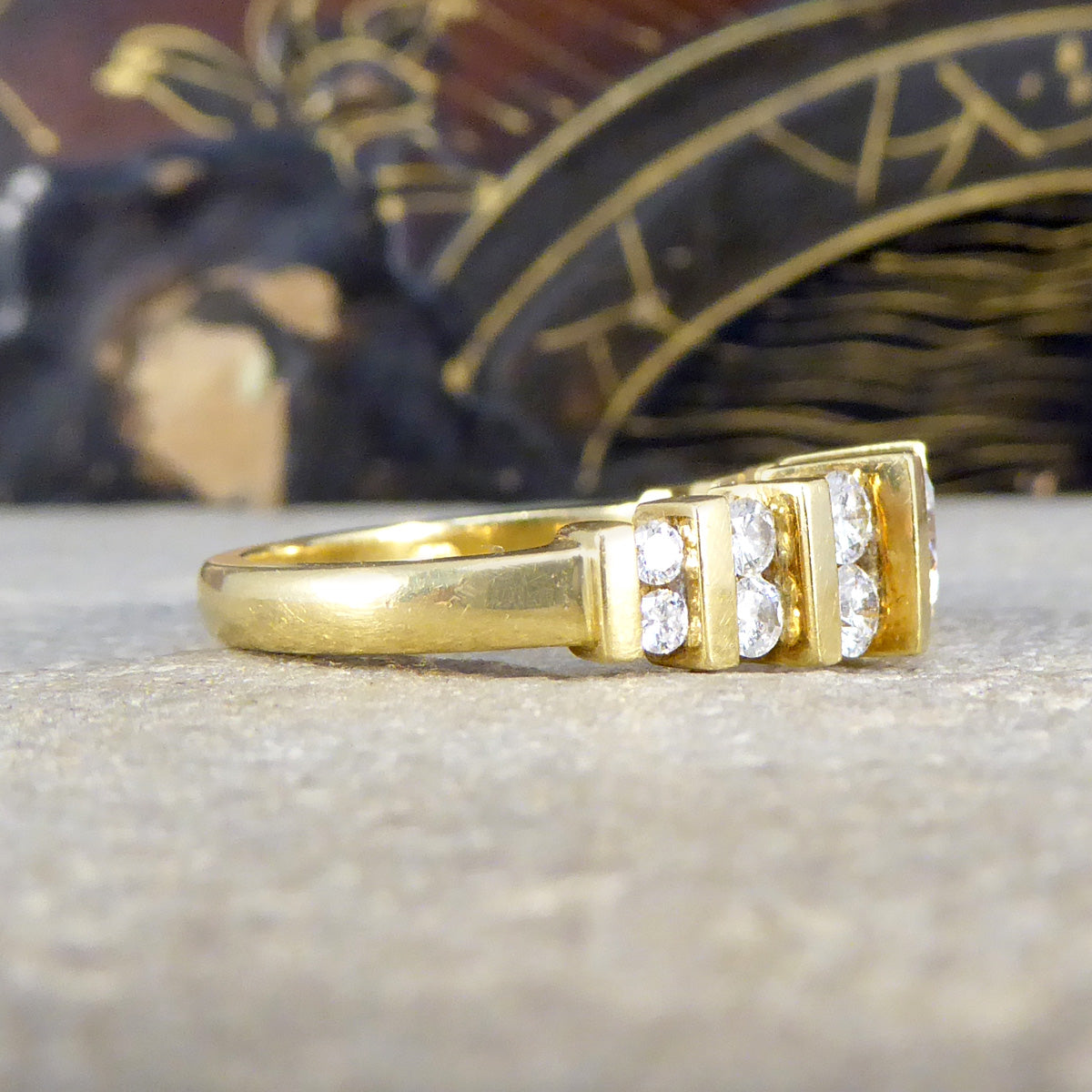 Vintage Diamond Stage Stepped Ring in 18ct Yellow Gold - Wharfedale Antiques