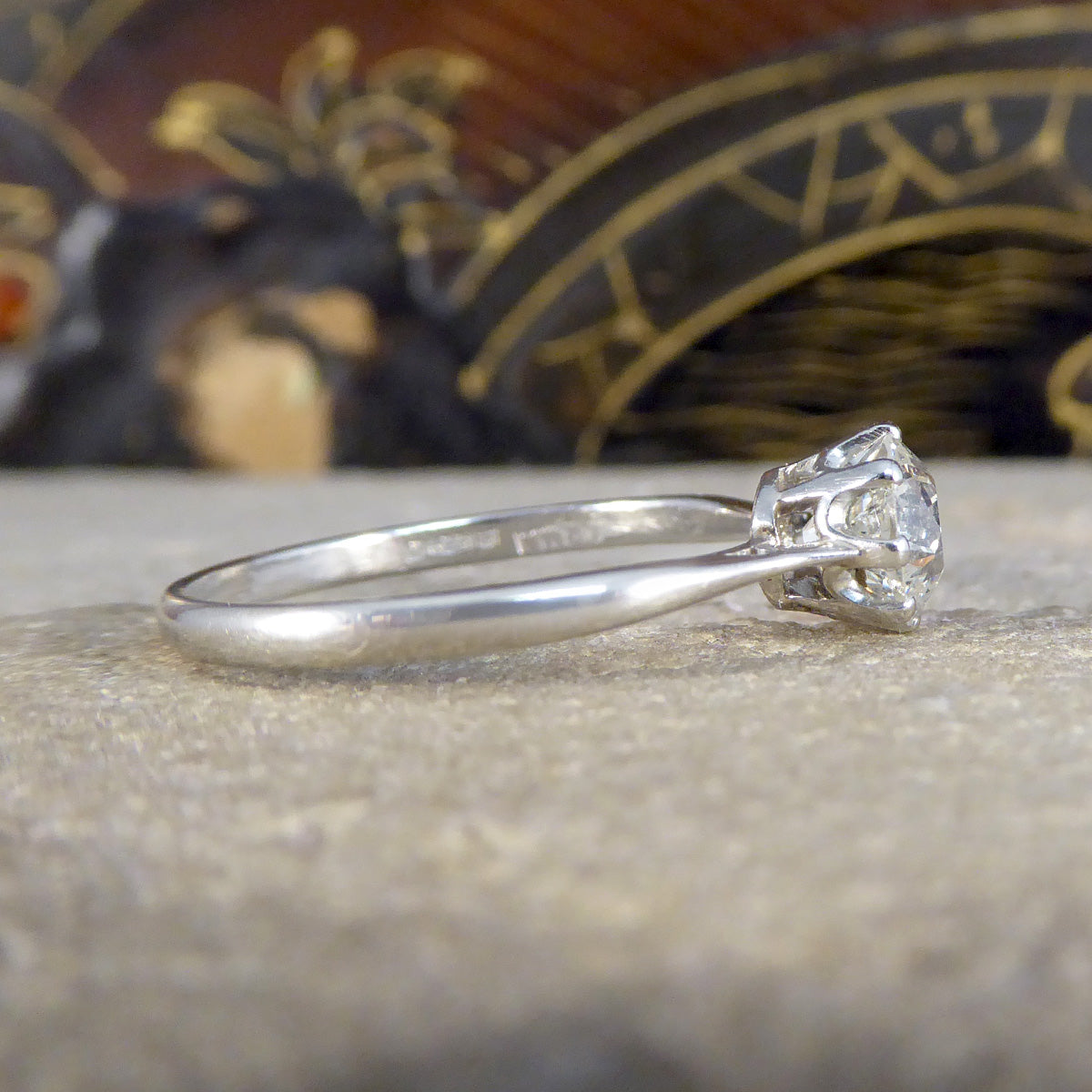 Vintage Old Cut Diamond Solitaire Ring in Platinum - Wharfedale Antiques