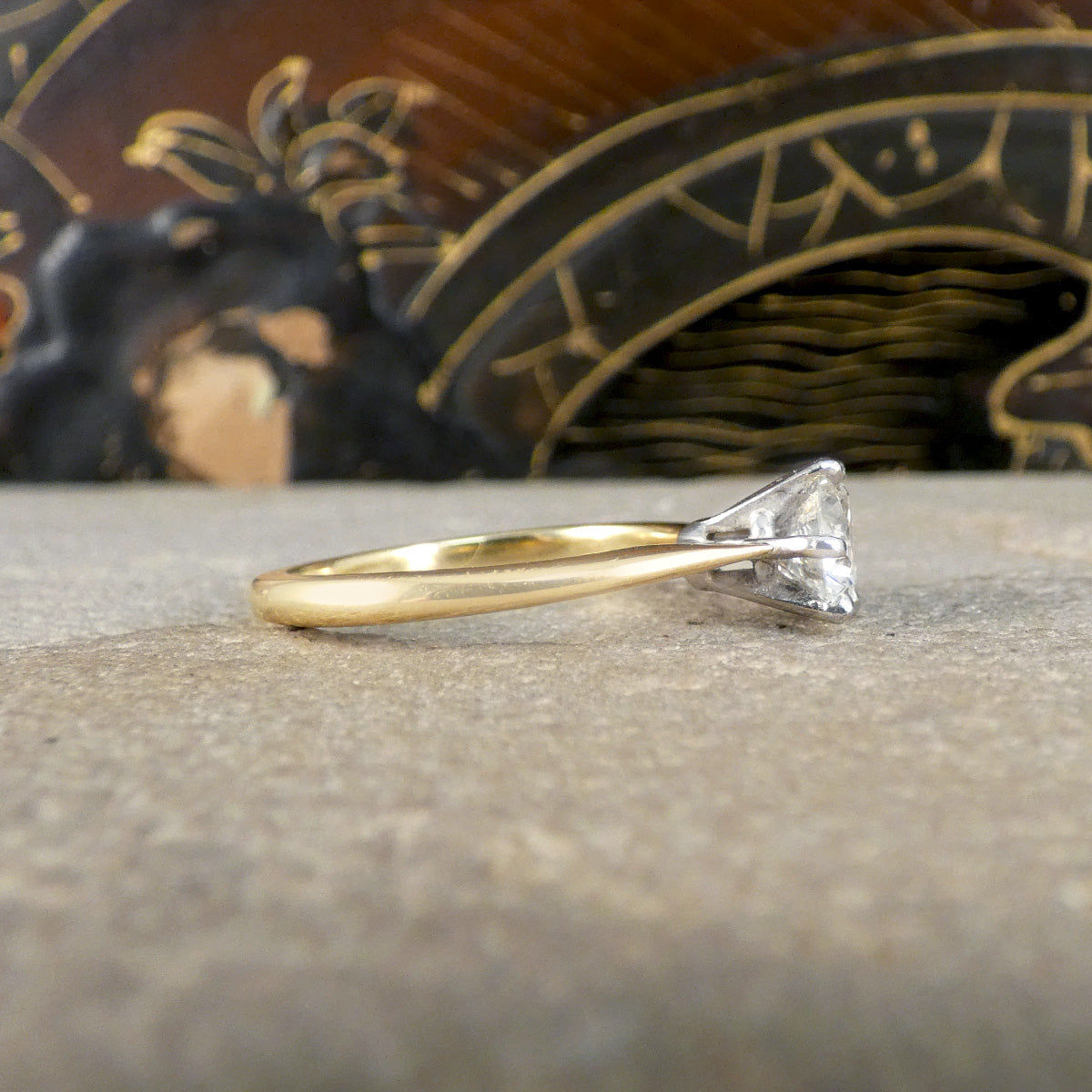 Classic 0.90ct Brilliant Cut Diamond Solitaire Ring in 18ct Yellow and White Gold - Wharfedale Antiques