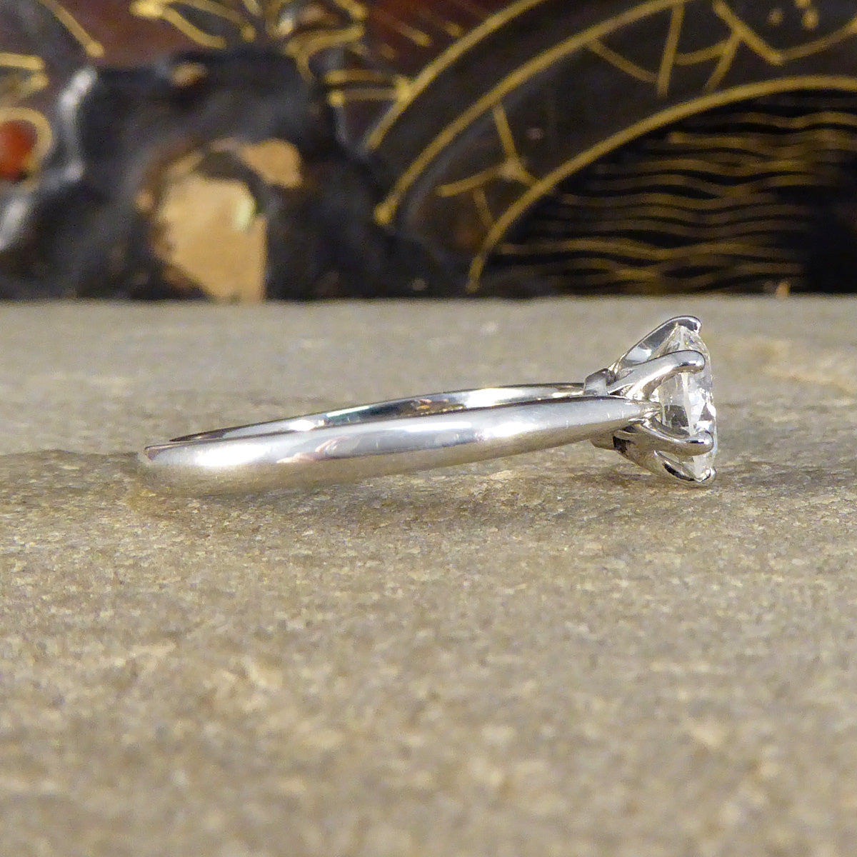 0.95ct Brilliant Cut Diamond Solitaire Engagement Ring in Platinum - Wharfedale Antiques