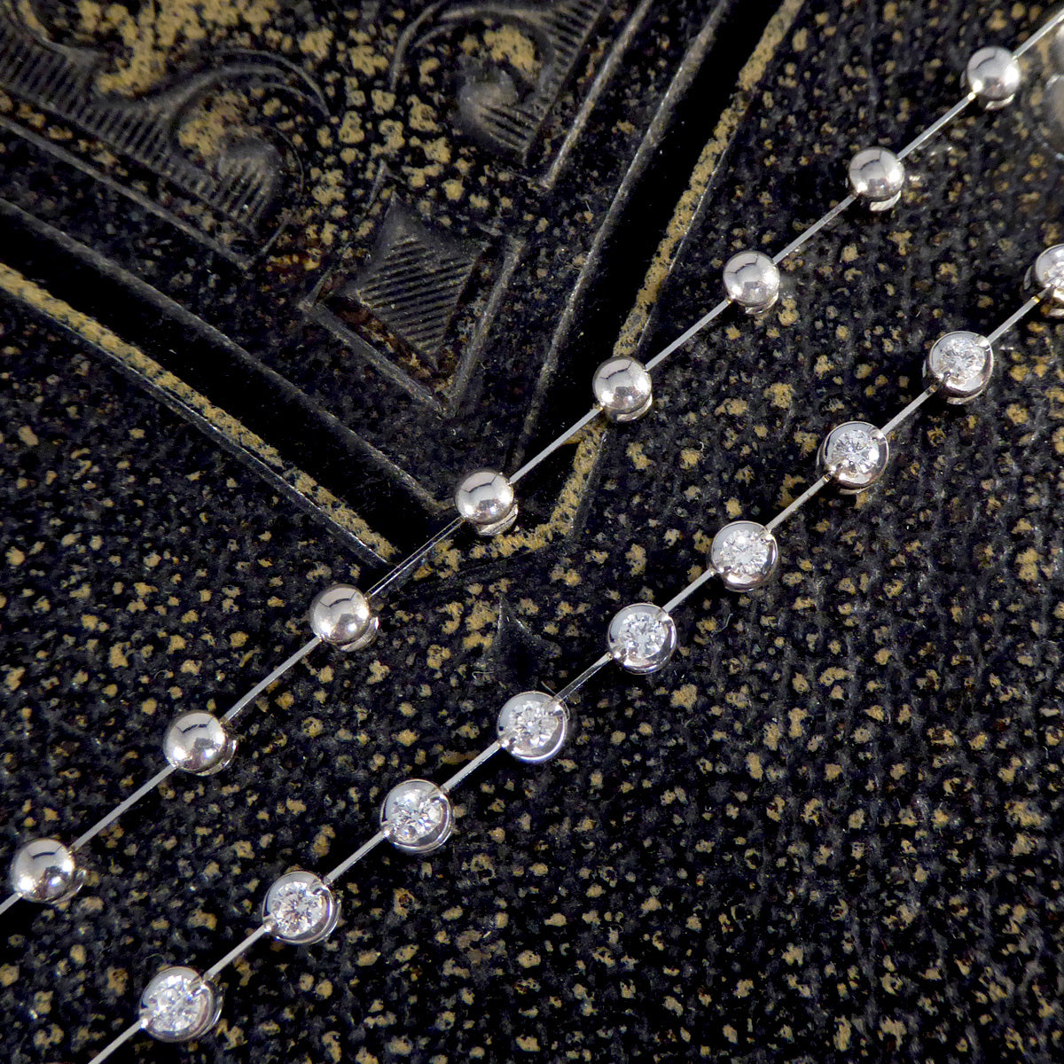 Brilliant Cut Diamond Spacer Line Necklace in 18ct White Gold - Wharfedale Antiques