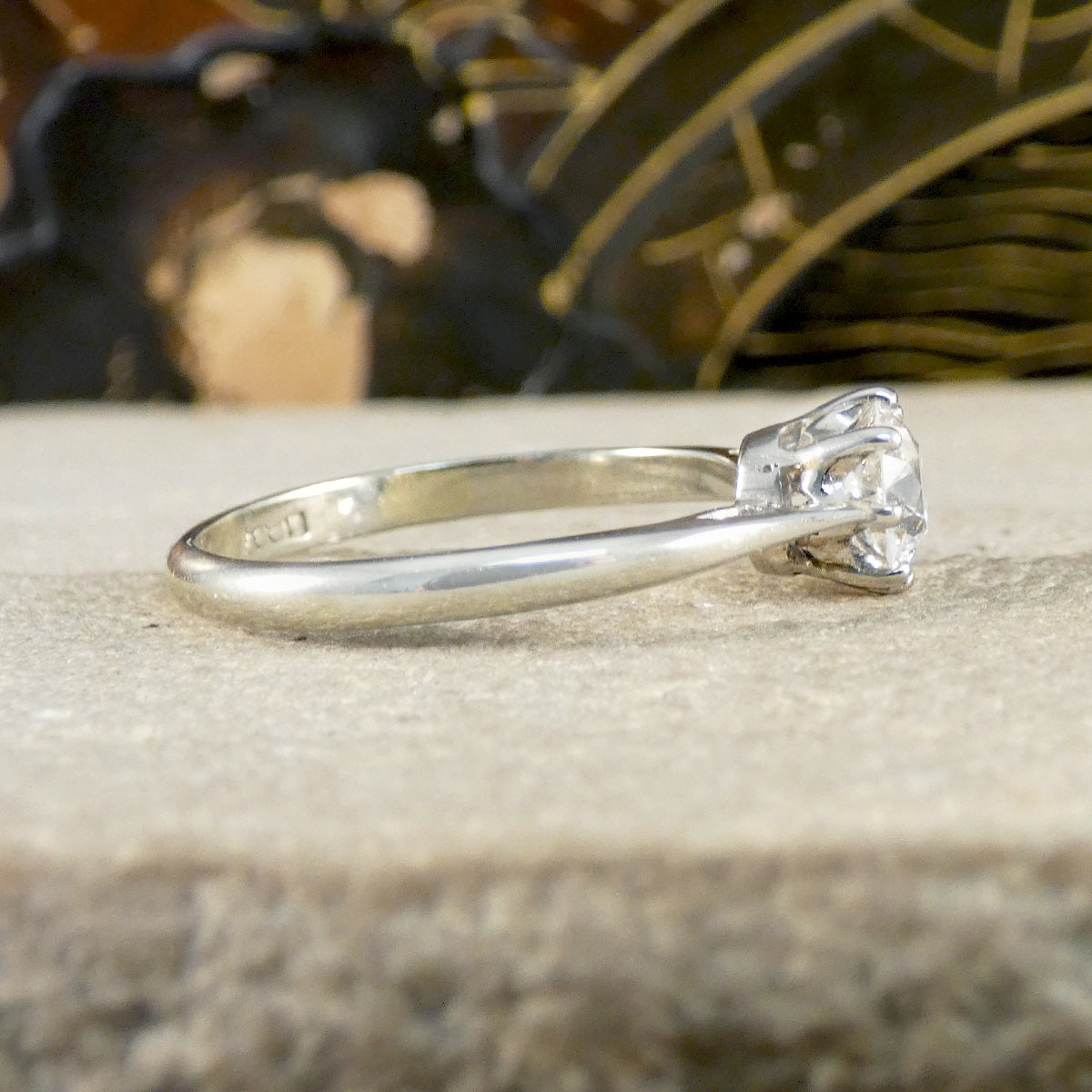 Side profile of diamond solitaire ring