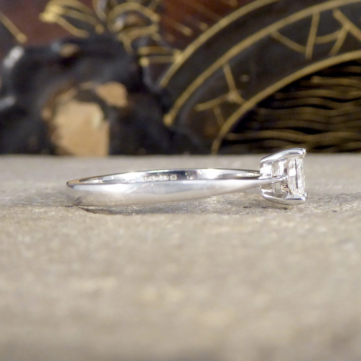 Radiant Cut Diamond Solitaire Ring in 18ct White Gold - Wharfedale Antiques