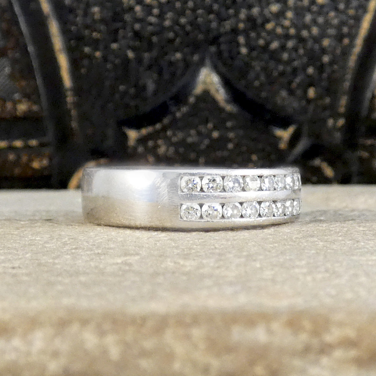 0.75ct Brilliant Cut Diamond Double Row Half Eternity Ring in Platinum - Wharfedale Antiques
