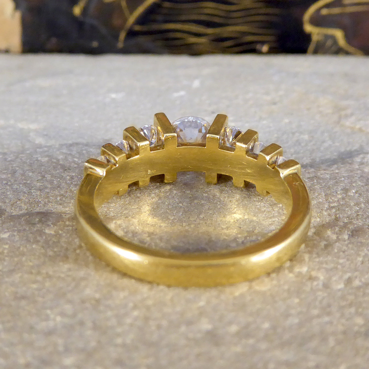 Vintage Diamond Stage Stepped Ring in 18ct Yellow Gold - Wharfedale Antiques
