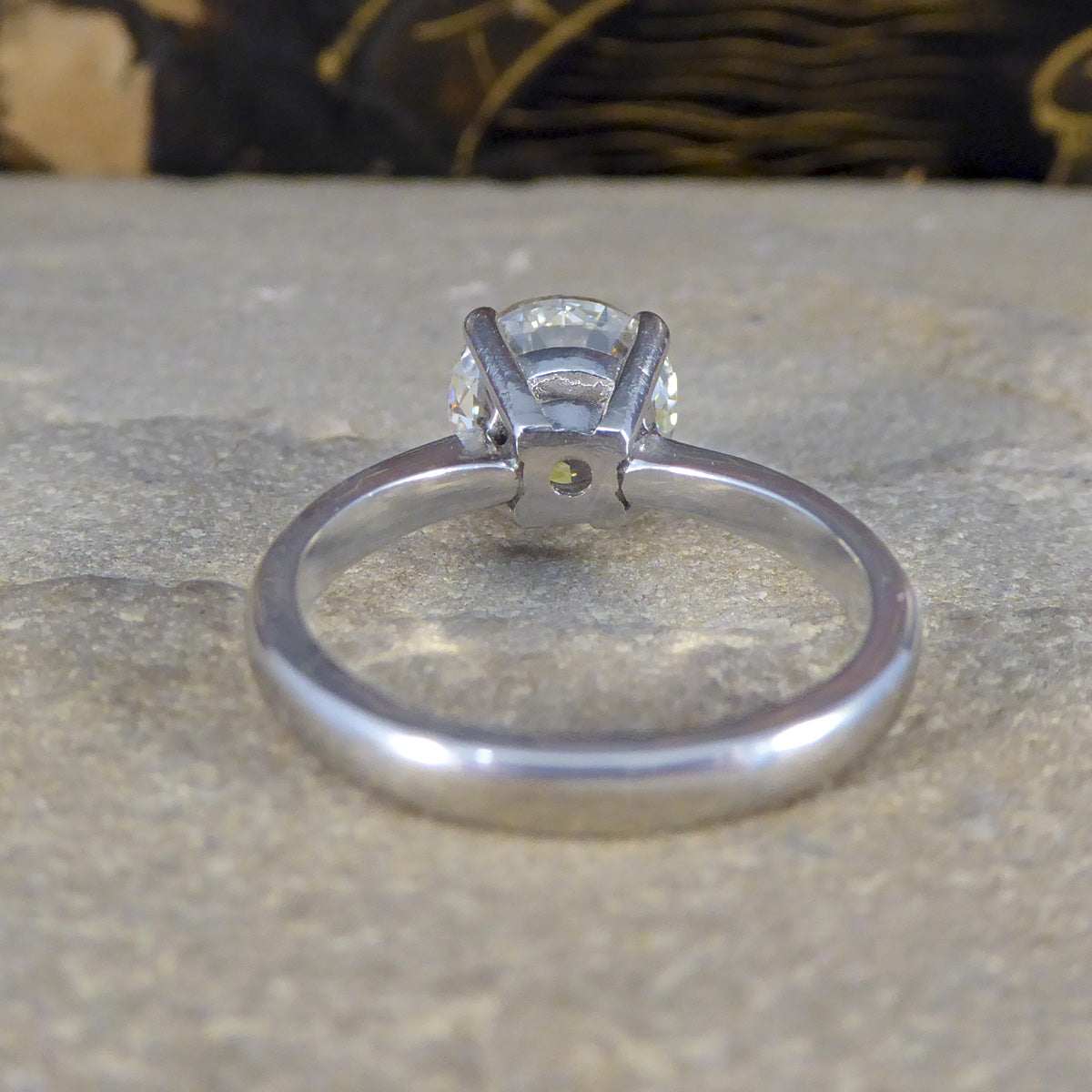 2.44ct Old European Cut Diamond Solitaire Ring in Platinum - Wharfedale Antiques