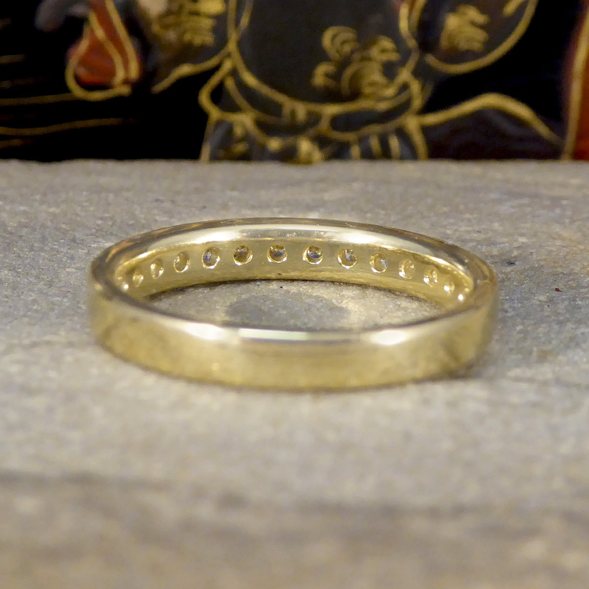 0.50ct Diamond Half Eternity Ring in Yellow Gold Channel Claw Setting - Wharfedale Antiques