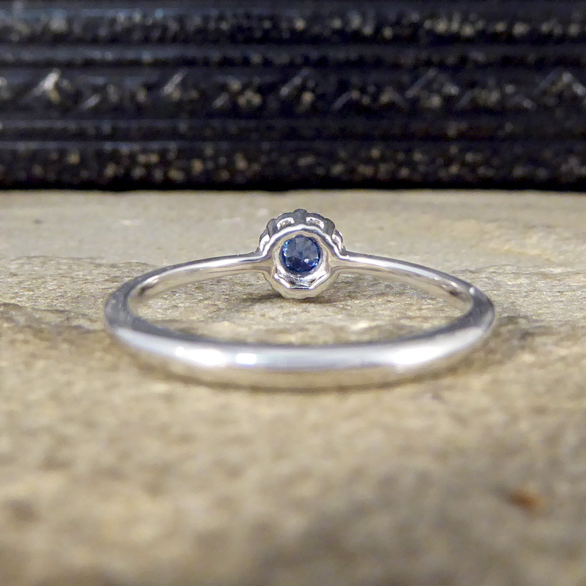 Sapphire and Diamond Circular Cluster Ring in 18ct White Gold - Wharfedale Antiques