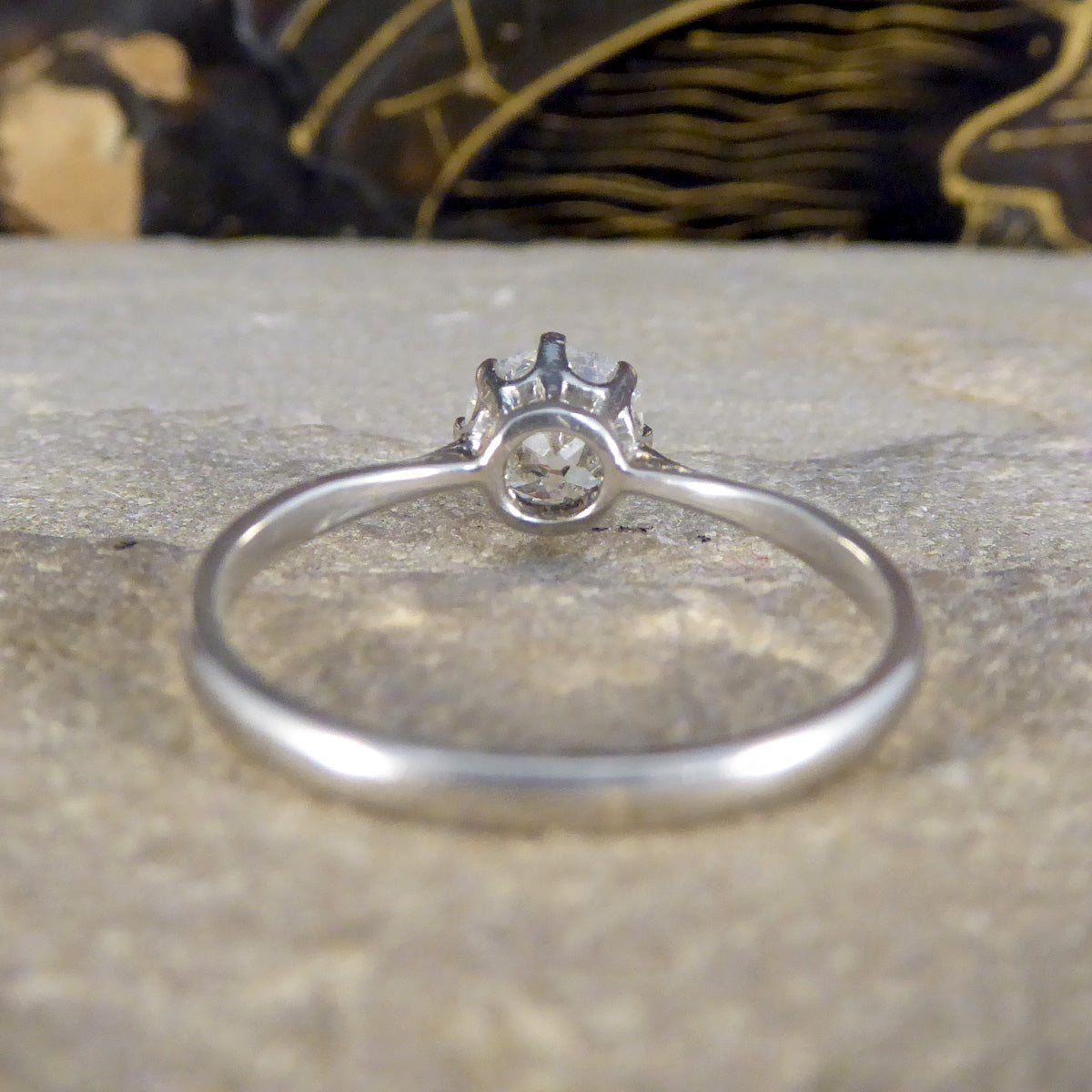 Vintage Old Cut Diamond Solitaire Ring in Platinum - Wharfedale Antiques