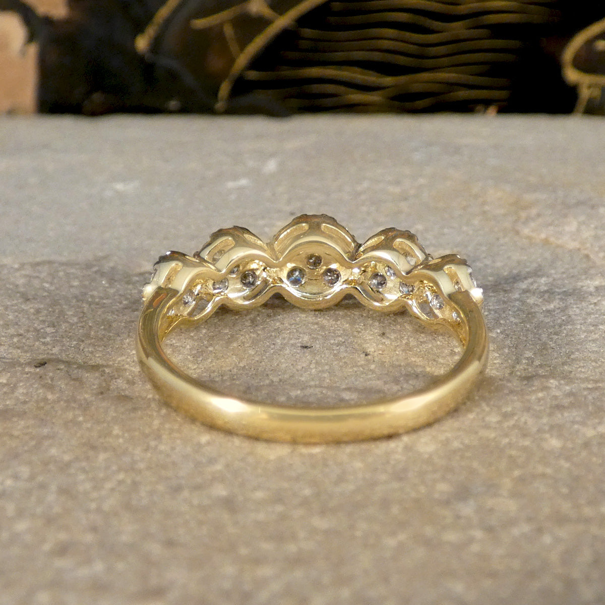 Five Stone Diamond Illusion Cluster Ring in Yellow Gold - Wharfedale Antiques