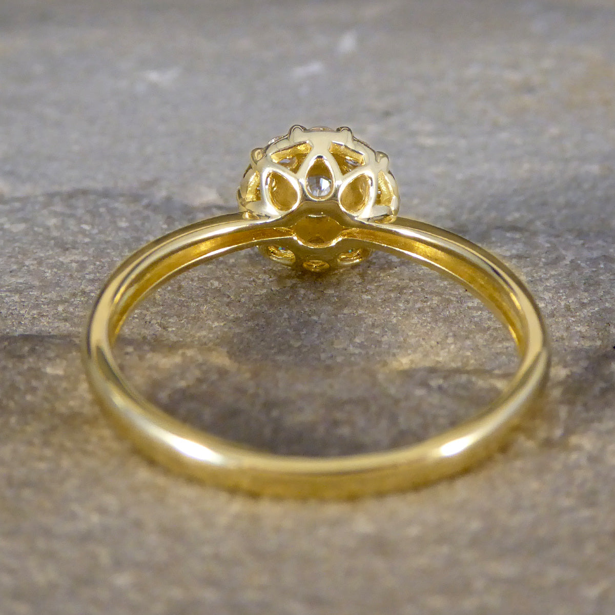 Elegant Daisy Diamond Cluster Ring in 18ct Yellow Gold - Wharfedale Antiques