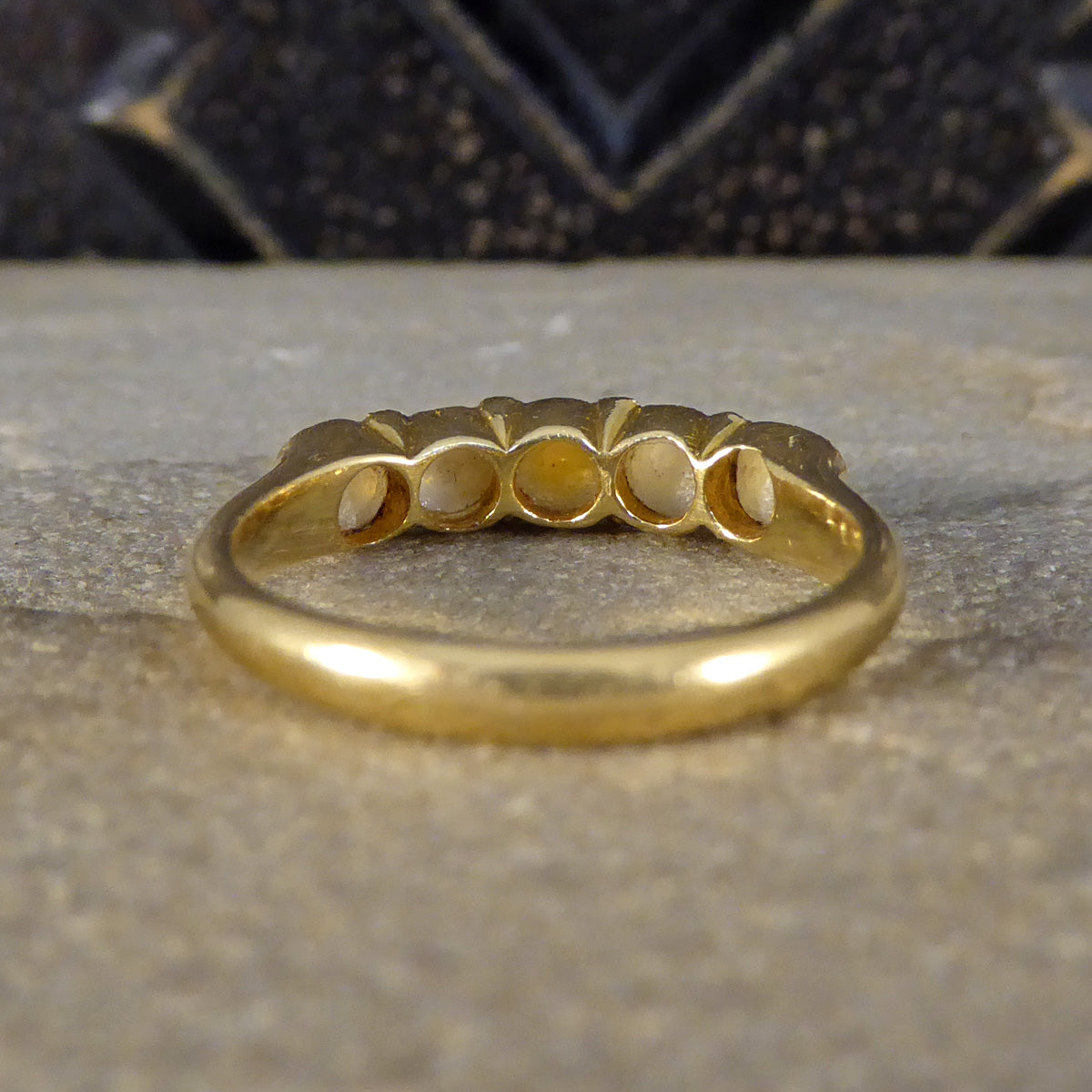 Antique Pearl Five Stone Ring in 18ct Yellow Gold C1913 - Wharfedale Antiques