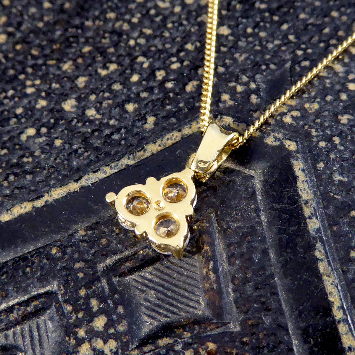 0.50ct Brilliant Cut Diamond Triangle Necklace in 18ct Yellow Gold - Wharfedale Antiques