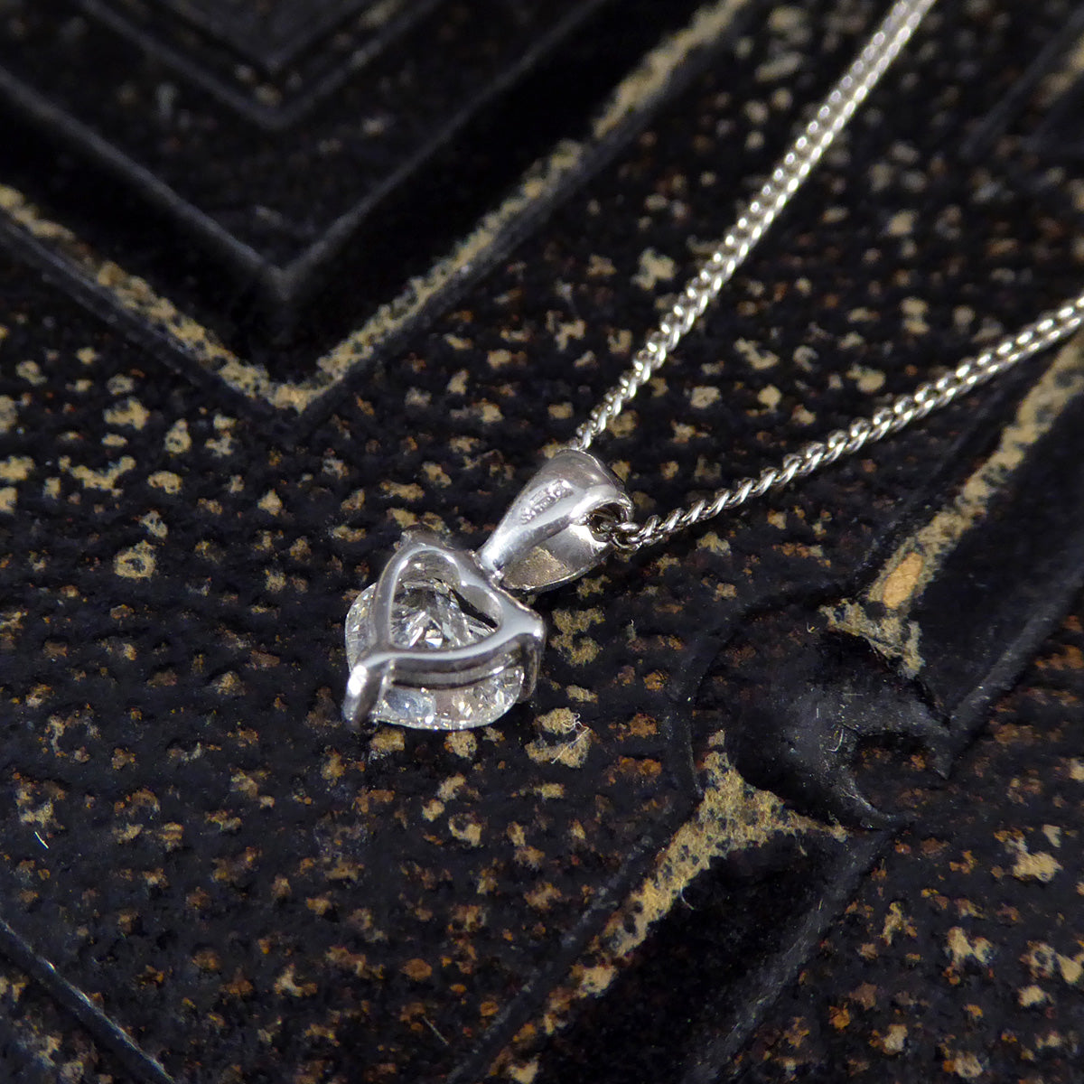 0.40ct Heart Cut Diamond Solitaire Pendant Necklace in 18ct White Gold - Wharfedale Antiques