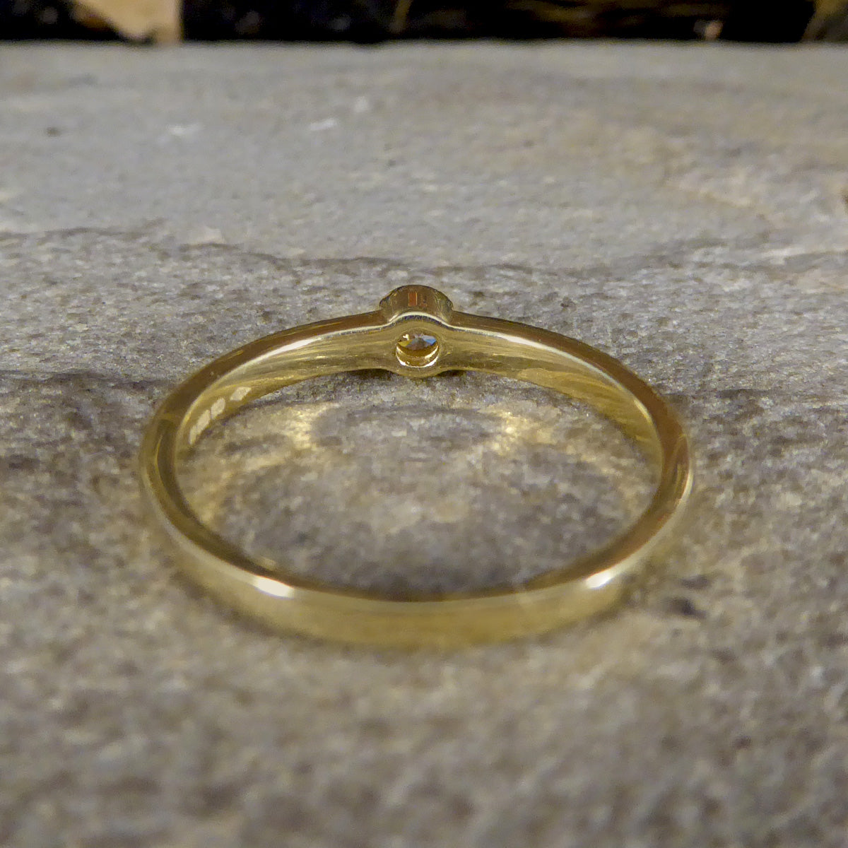 Diamond Single Stone Ring in Yellow Gold Bezel Setting - Wharfedale Antiques