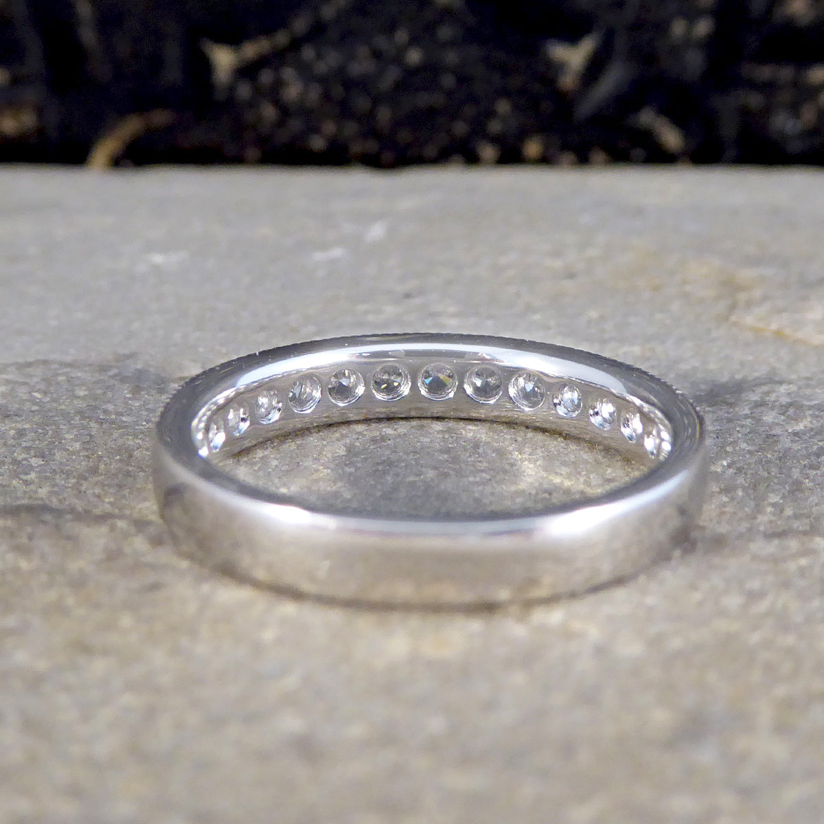 Platinum Half Eternity Ring with 0.50ct Brilliant Cut Diamond - Wharfedale Antiques