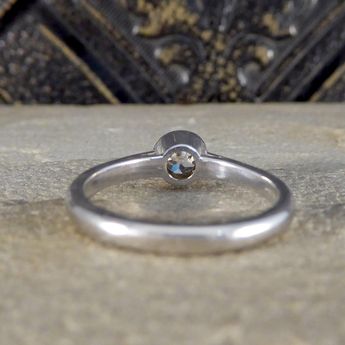 Diamond Bezel Set Solitaire Ring in 18ct White Gold - Wharfedale Antiques