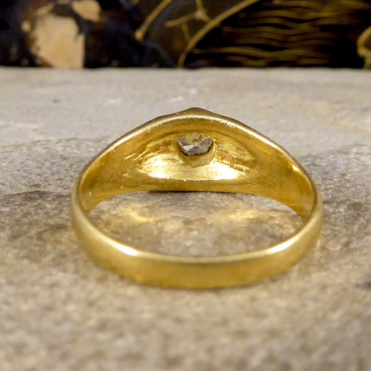 Vintage Diamond Set Gypsy Ring in 18ct Yellow Gold C1975 - Wharfedale Antiques