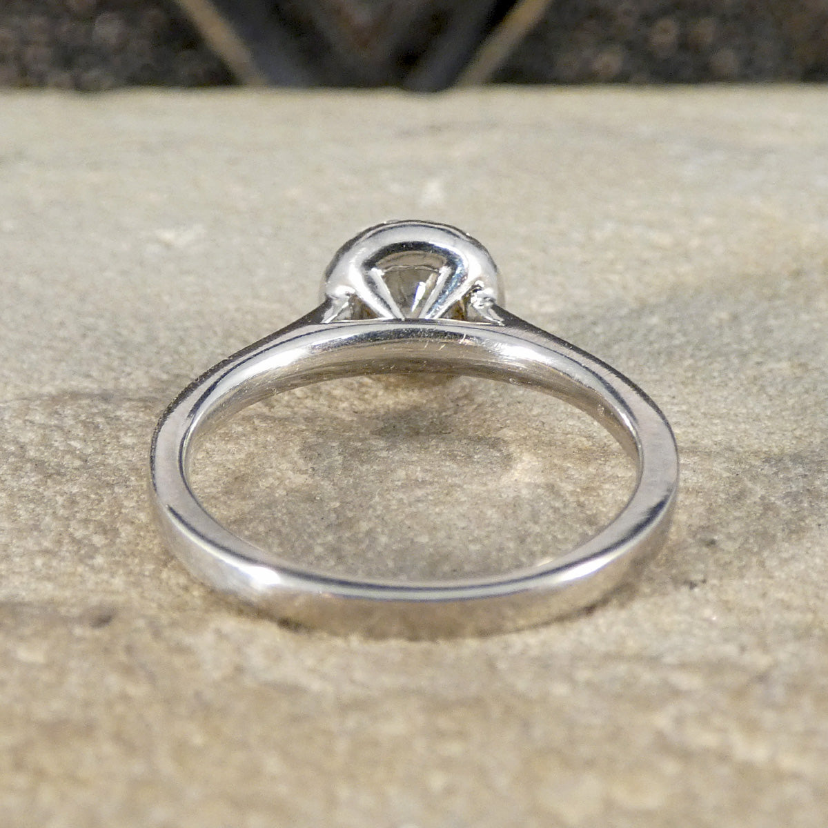 Platinum and Diamond ring show from behind to see setting.