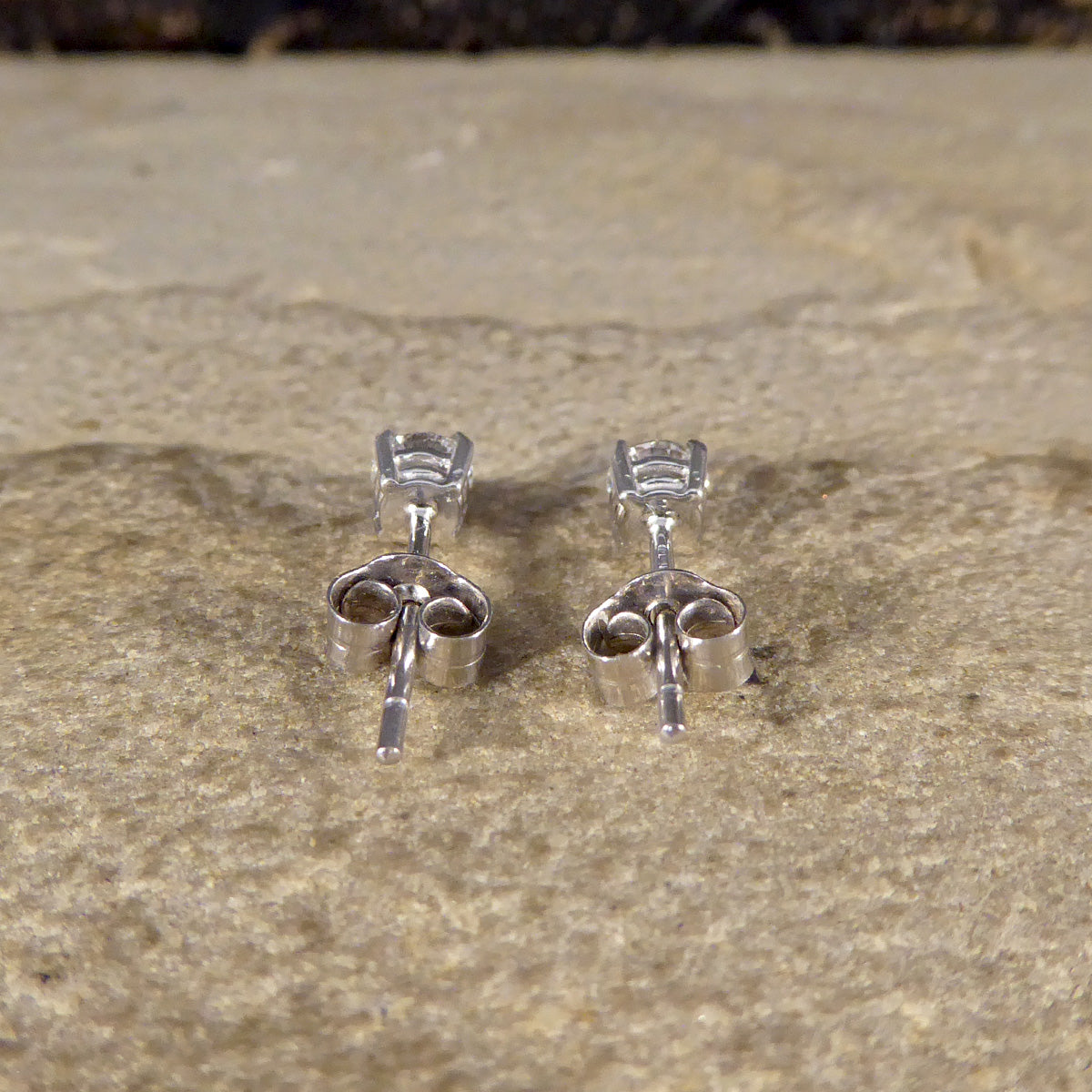Brilliant Cut 0.53ct Diamond Stud Earrings in 18ct White Gold - Wharfedale Antiques