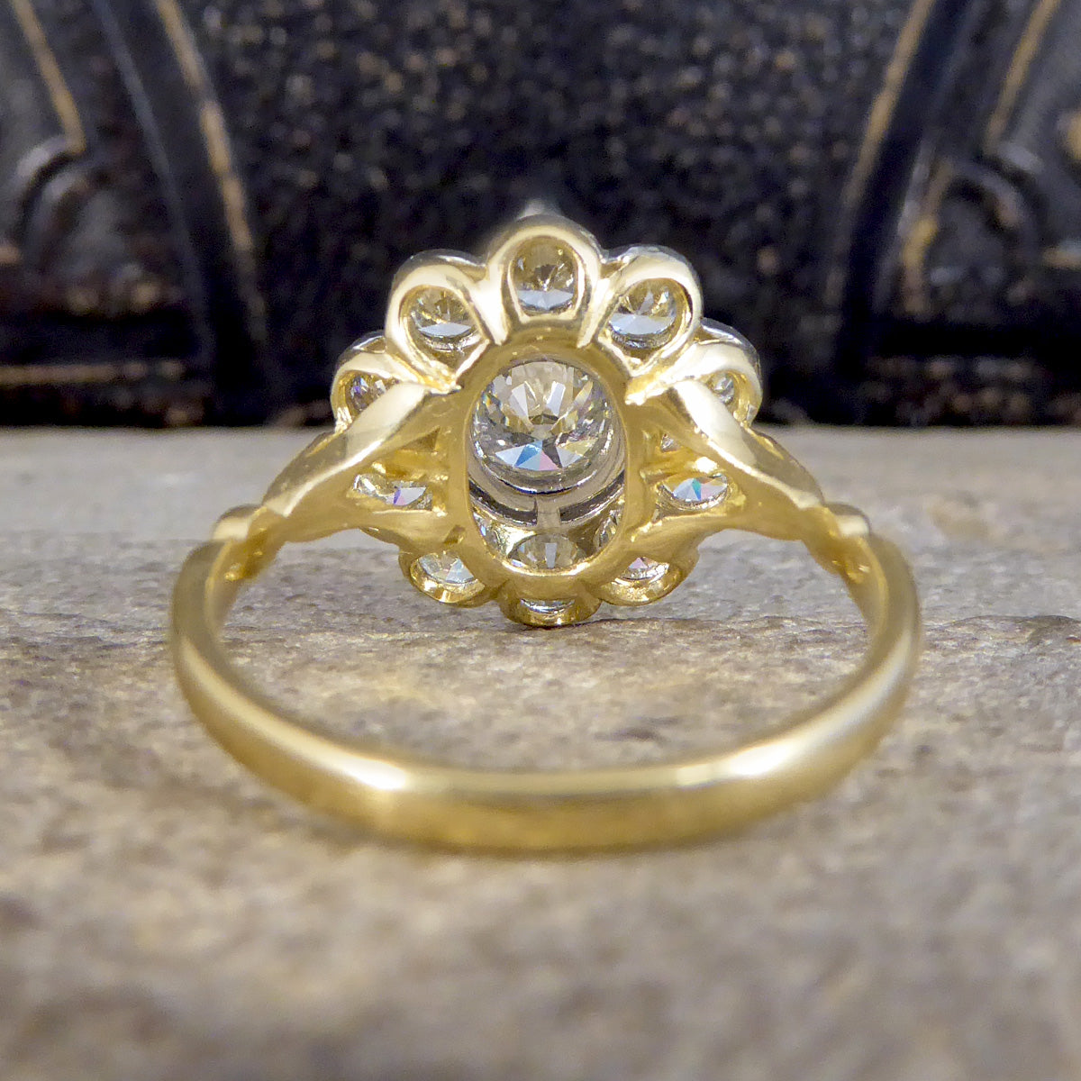 1.85ct Diamond Daisy Halo Cluster Ring set in 18ct Yellow Gold and Platinum - Wharfedale Antiques
