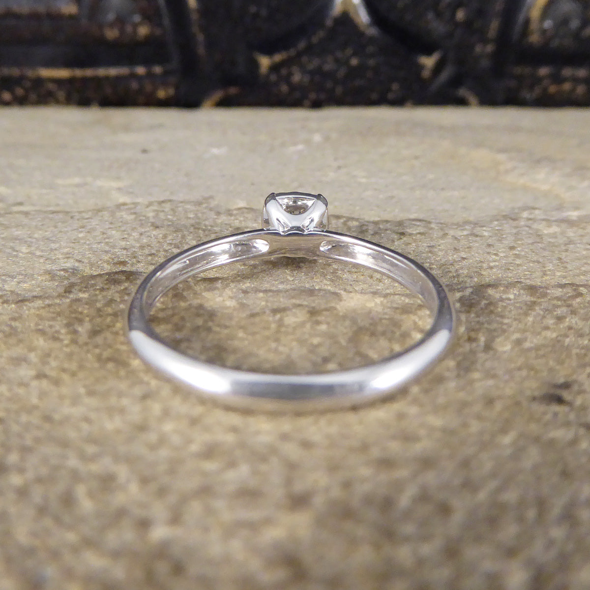 Diamond Solitaire Ring with a Cushion Cut Illusion in White Gold - Wharfedale Antiques