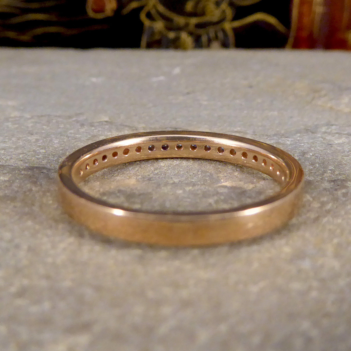 0.25ct Diamond Channel Set Half Eternity Ring in Rose Gold - Wharfedale Antiques
