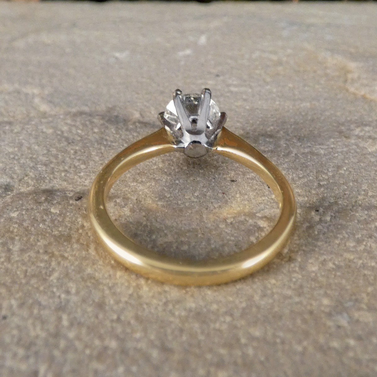 Classic 0.90ct Brilliant Cut Diamond Solitaire Ring in 18ct Yellow and White Gold - Wharfedale Antiques