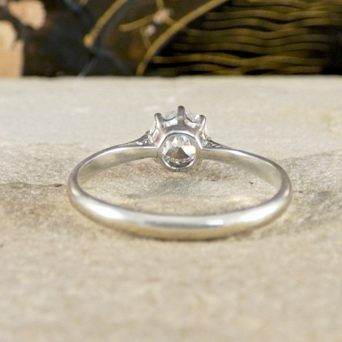 back view of diamond solitaire ring