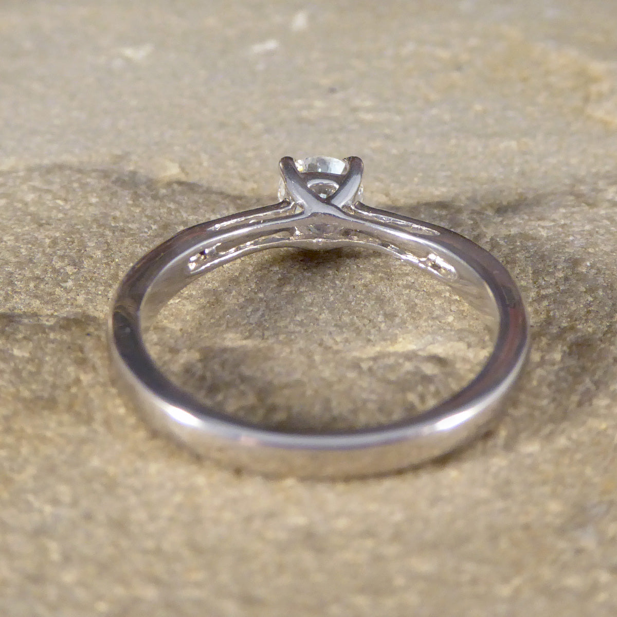 Classic Diamond Solitaire Engagement Ring with Diamond Shoulders in 18ct White Gold - Wharfedale Antiques