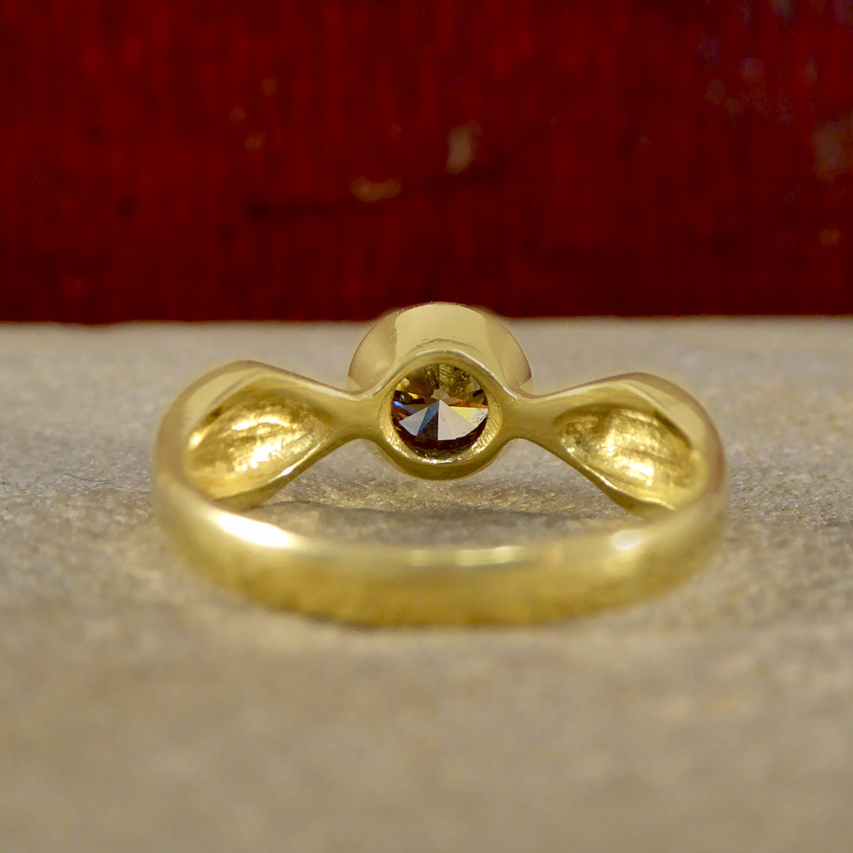 Bezel set 0.60ct Chestnut Diamond Ring in 18ct Yellow Gold - Wharfedale Antiques