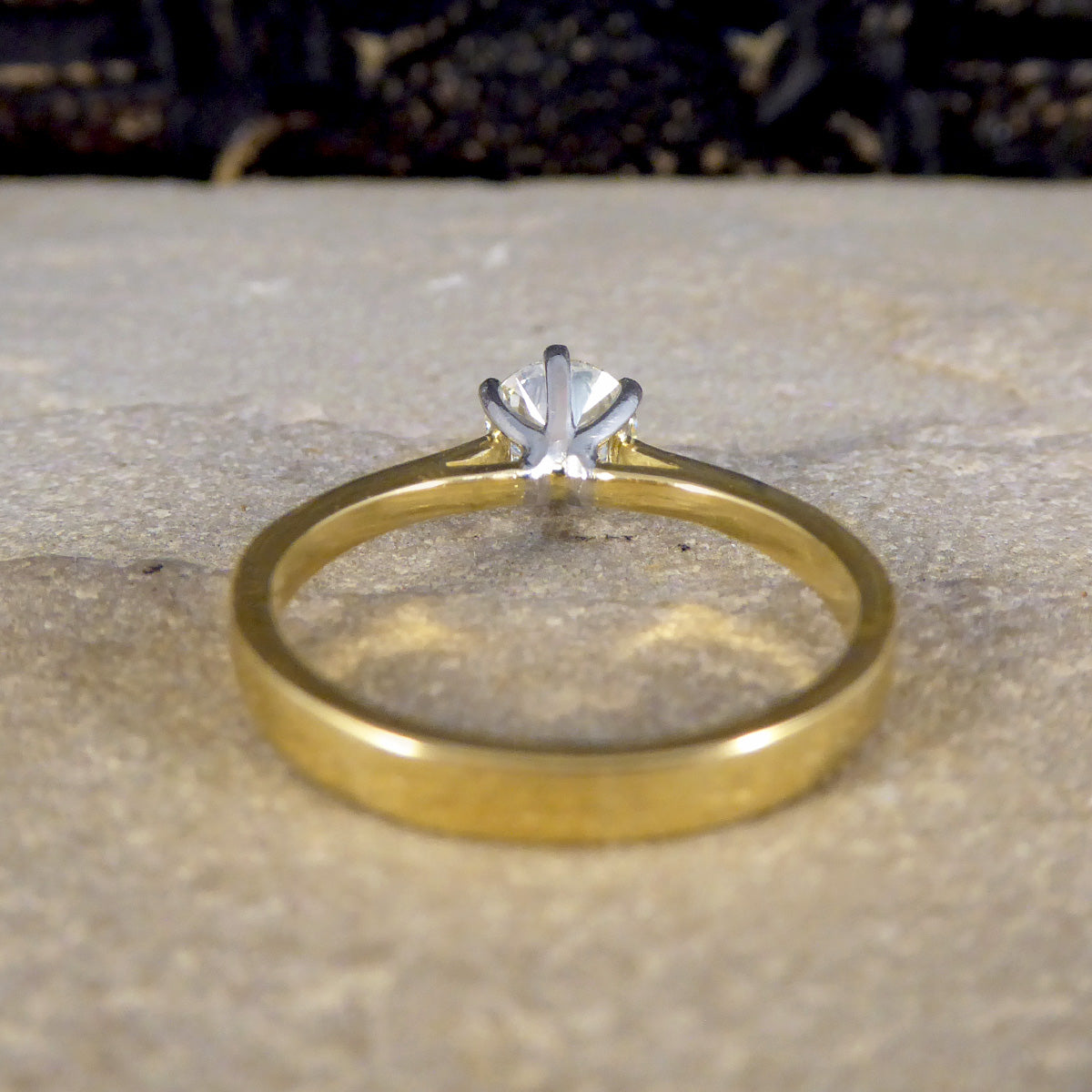 Vintage Brilliant Cut Diamond Solitaire Engagement Ring in 18ct Gold - Wharfedale Antiques