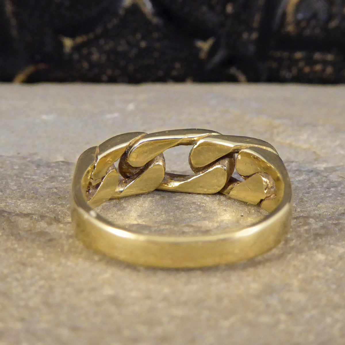 Vintage Solid Yellow Gold Curb Chain Half Band Ring - Wharfedale Antiques