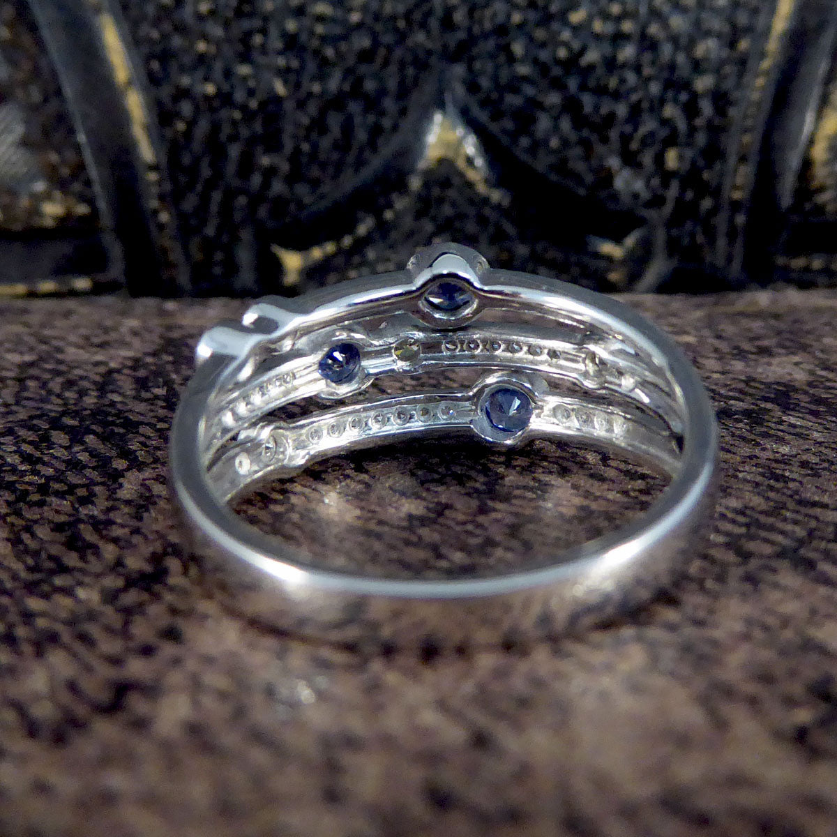 Ceylon Sapphire and Diamond Bubble Style Ring in Platinum - Wharfedale Antiques