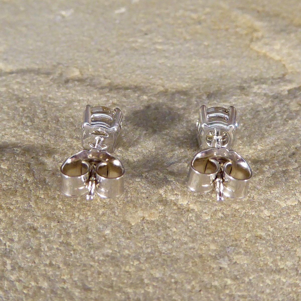 Classic Diamond Stud Earrings in 18ct White Gold - Wharfedale Antiques