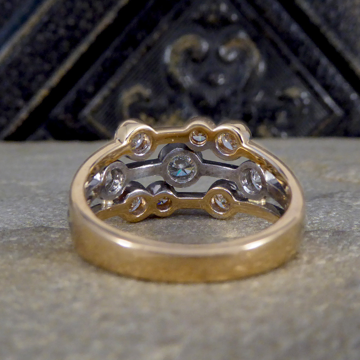 Modern 0.90ct Diamond Bubble Style Ring in White and Yellow Two Tone Gold