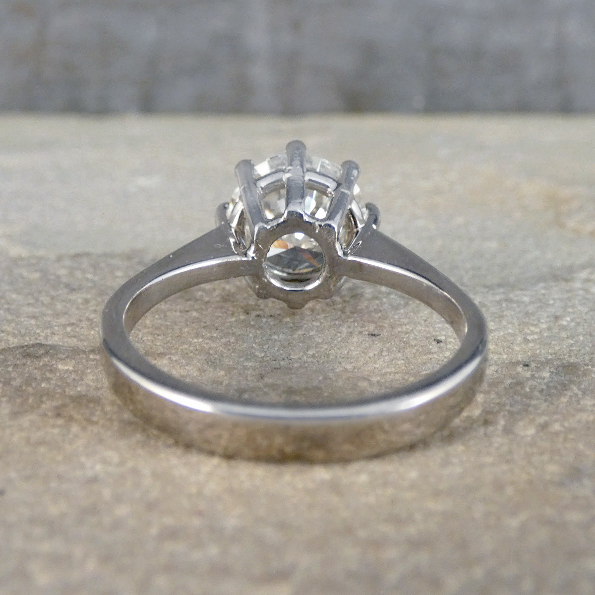A large diamond solitaire ring in 18ct white gold in a 8 claw setting.