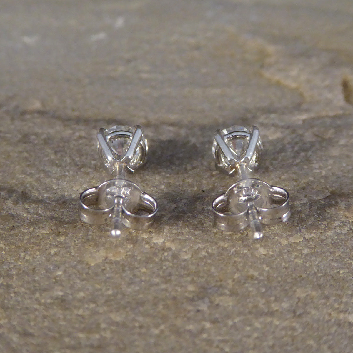 1.02ct Diamond Four Claw Stud Earrings in Platinum - Wharfedale Antiques