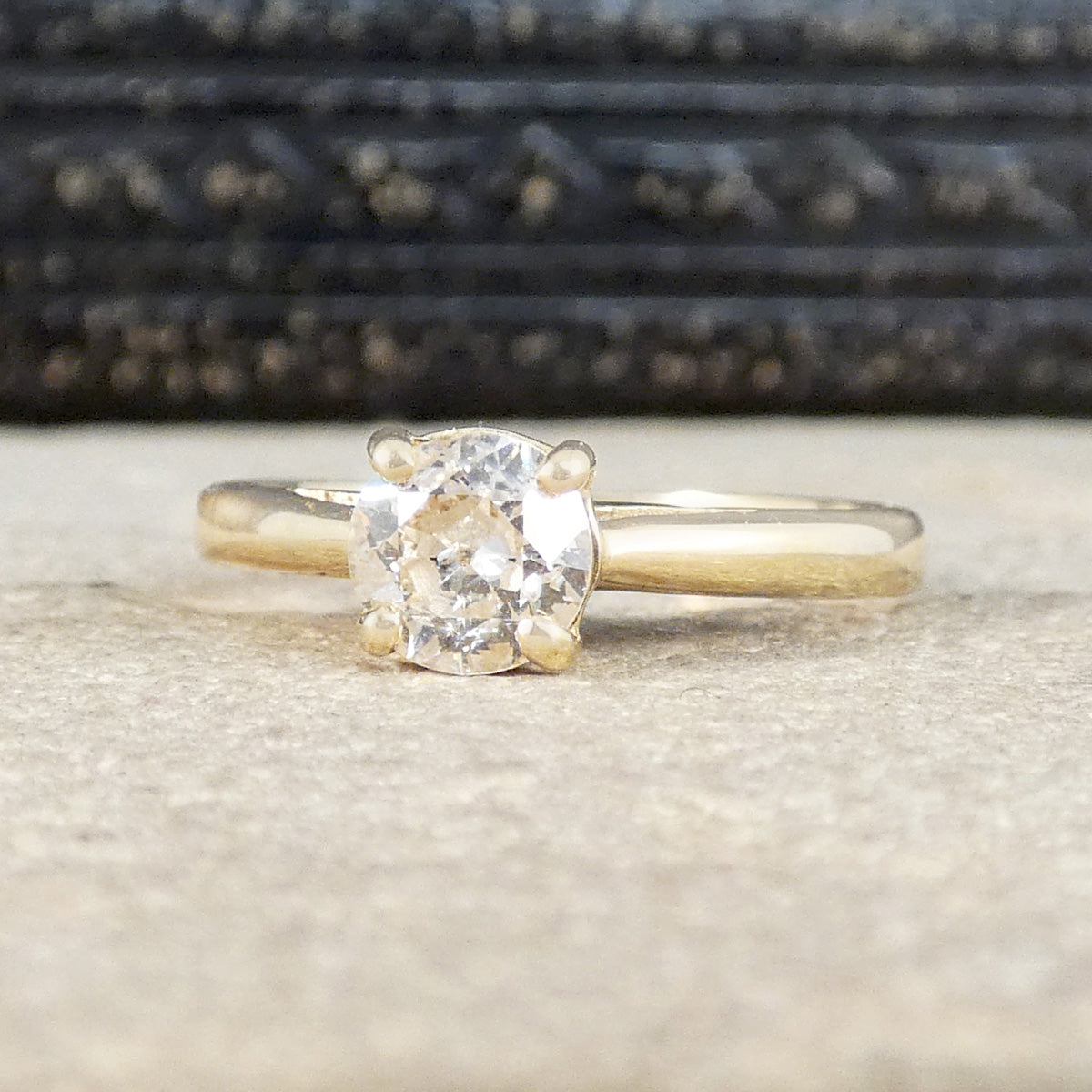 Old European Cut Diamond Solitaire Engagement Ring in Yellow Gold