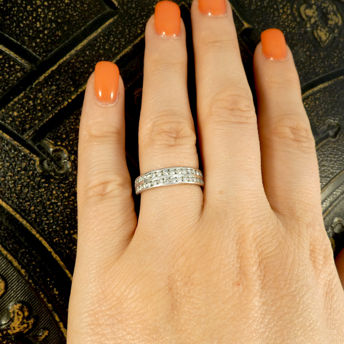 0.75ct Brilliant Cut Diamond Double Row Half Eternity Ring in Platinum - Wharfedale Antiques