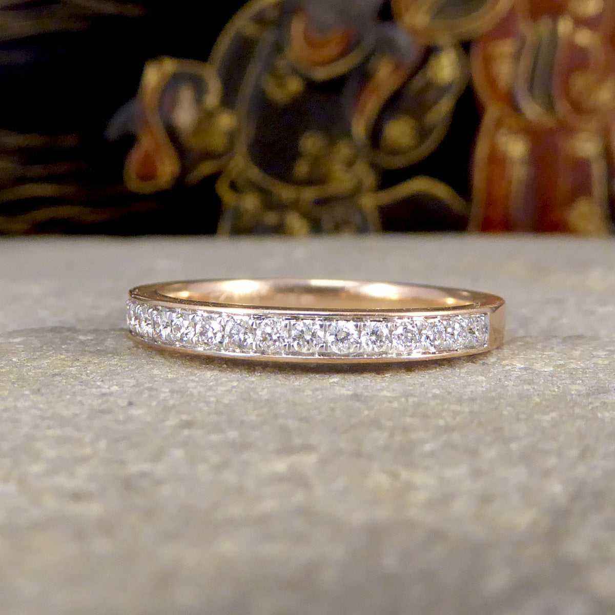 0.25ct Diamond Channel Set Half Eternity Ring in Rose Gold - Wharfedale Antiques