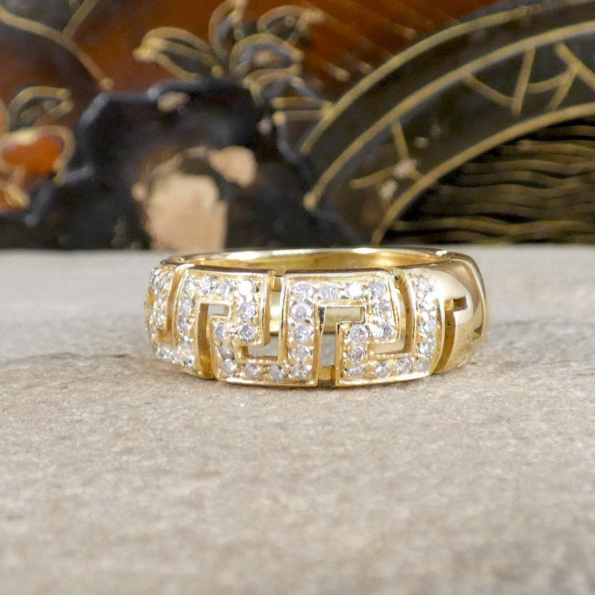 Diamond set designer aesthetic ring in 18ct yellow gold 