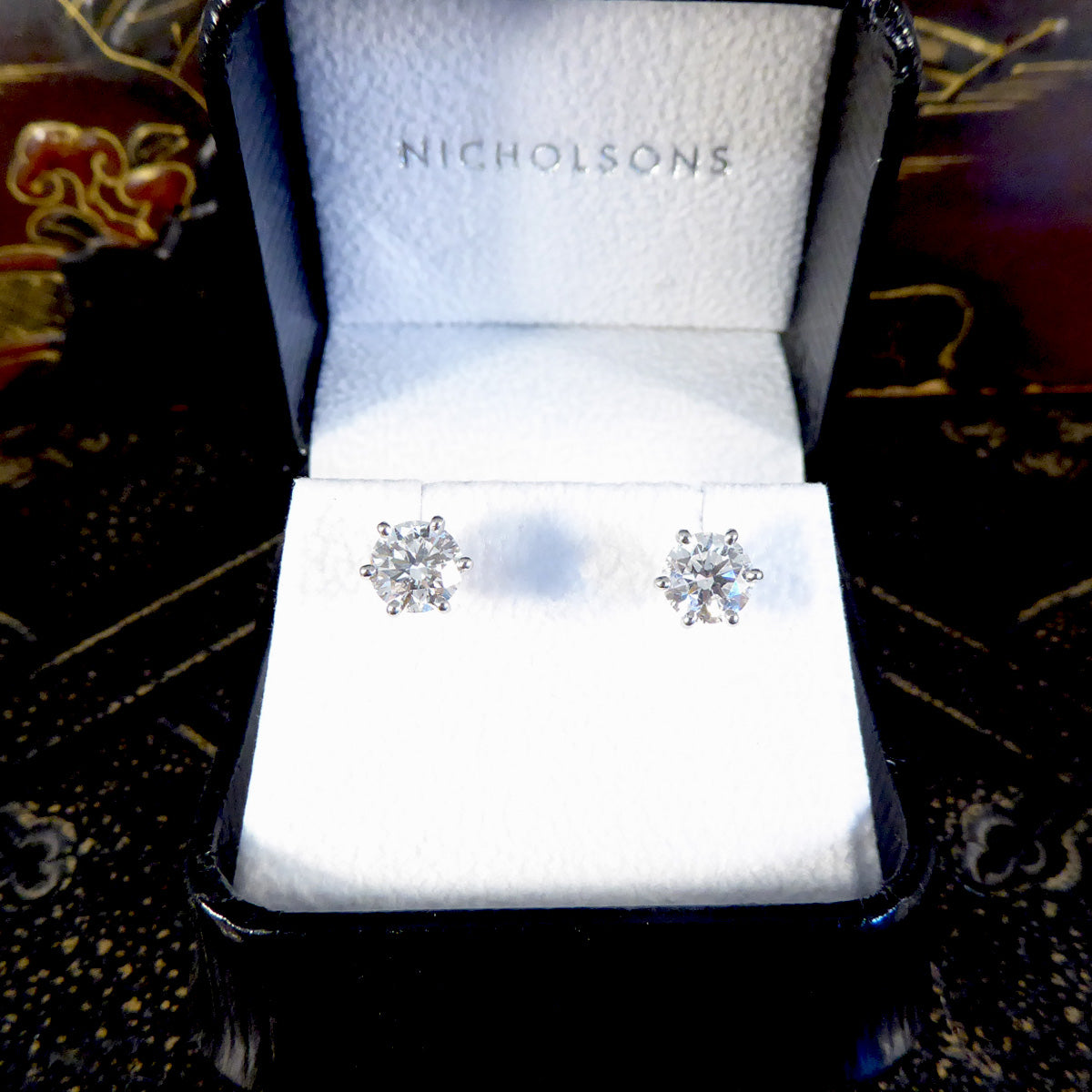 Quality 2.02ct Diamond Stud Earrings in Platinum with GIA Cert F Colour VS Clarity - Wharfedale Antiques