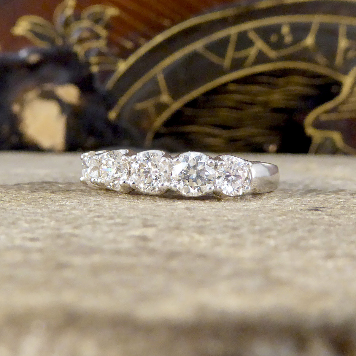 Eternity Style 1.00ct Brilliant Cut Diamond Five Stone Ring in Platinum - Wharfedale Antiques